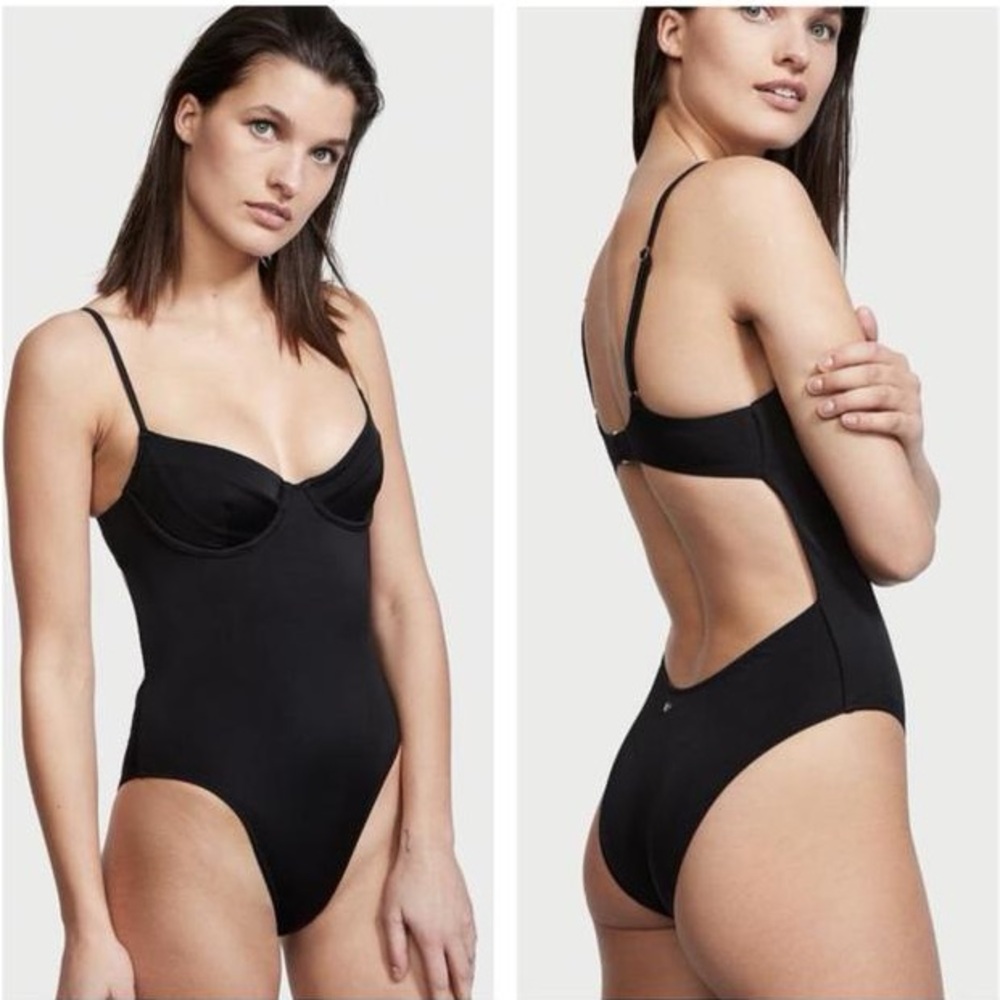 Victorias Secret Essential Wicked One Piece Swimsuit Black Underwire